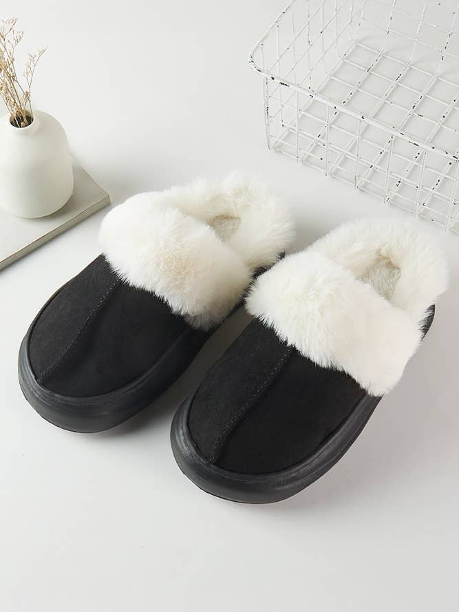Hana - Wholesale Sock Slippers - Women's - Fur Trim Winter Slippers