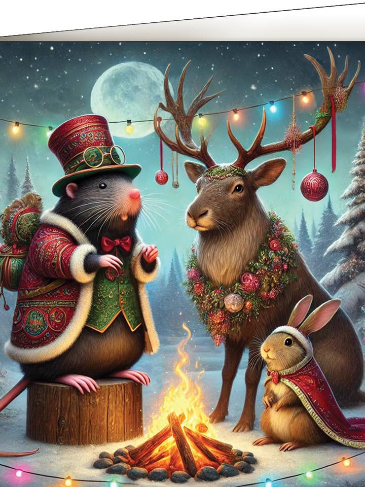 Grußkarte, Weihnachten, Maulwurf, Rentier & Hase für den Großhandel von Thistle and Tale Press