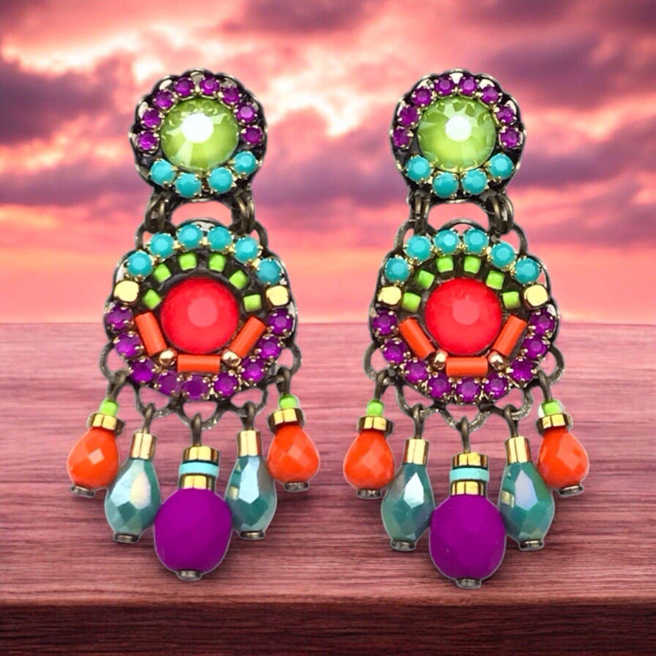 melizijewelry - Wholesale Dangle Earrings - Handmade crystal earrings Fluor World INCA5