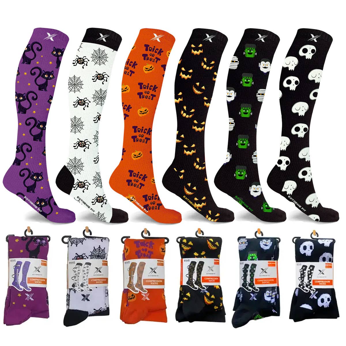 Extreme Fit Wholesale – wholesale Socks – Unisex – NOVELTY COLLECTION COMPRESSION SOCKS - 6 ASST STYLES3