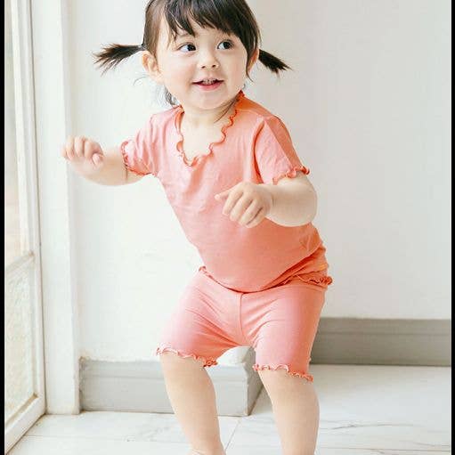 Shirring Peach Rose Short sleeve Viscose Pajama for wholesale on Faire