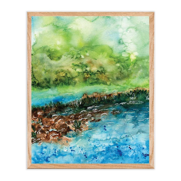 Green Artist Designs - Wholesale Art Print - Abstract Riverside Landscape Art Print