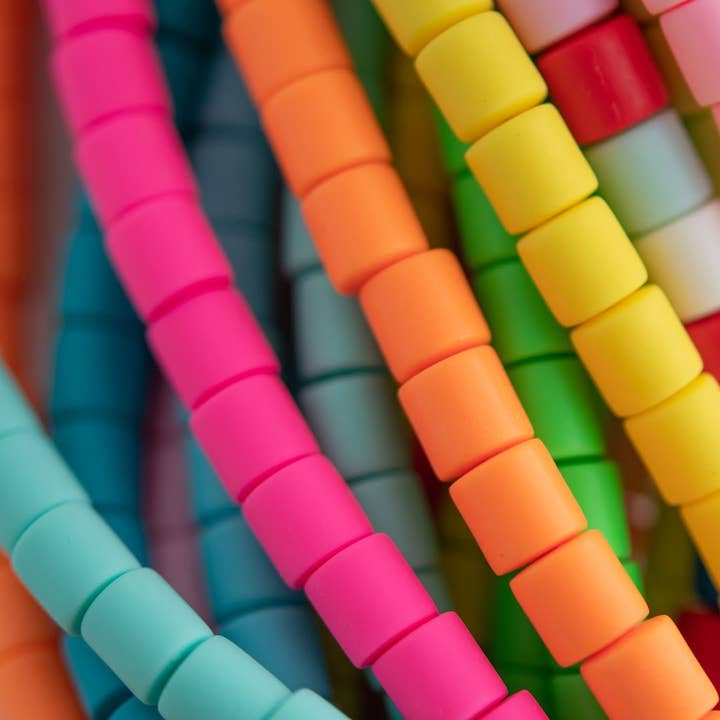 Cara & Co Silicone Craft Supply - Wholesale Beads - Polymer Clay Cylinder Heishi Bead Strands