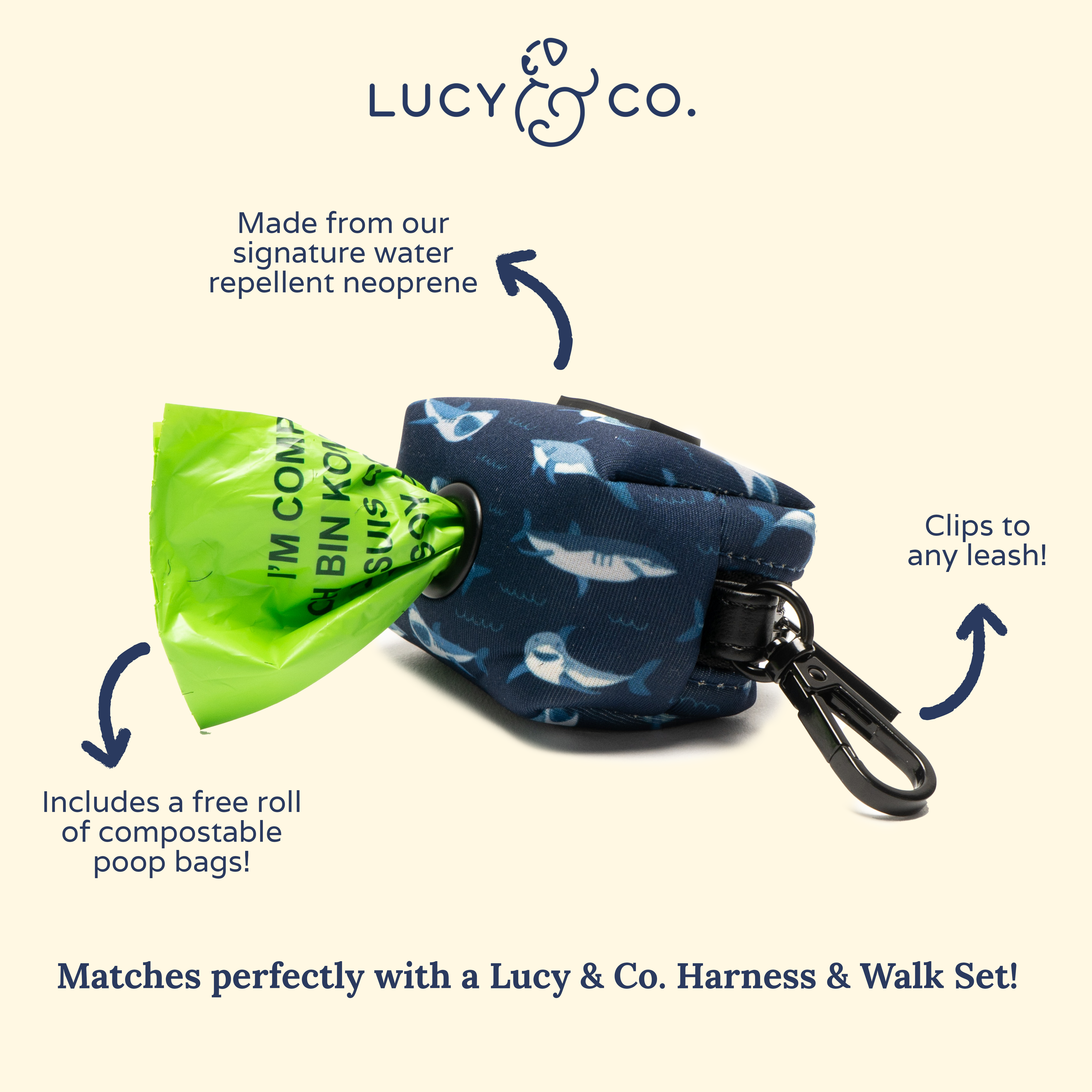 Lucy & Co. - Wholesale Pet Poop Bag Dispenser - Shark Attack Poop Bag Holder3