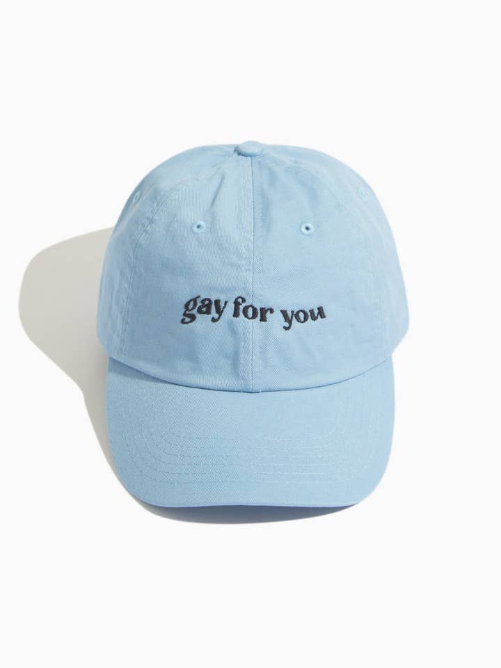 Gay For You Embroidered Pastel Blue Baseball Hat for wholesale by Qweer