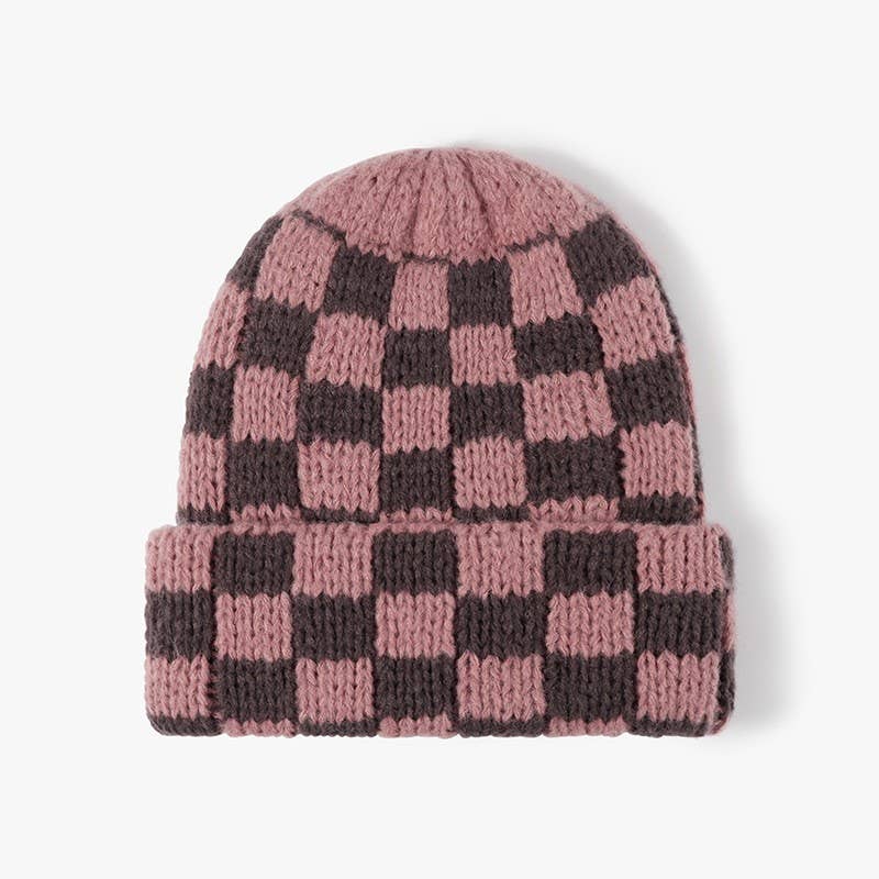 JOSSLYN by wall to wall - Wholesale Beanie - Women's - CHECKER SOFT PLUSH BEANIE HAT | 40BN9171