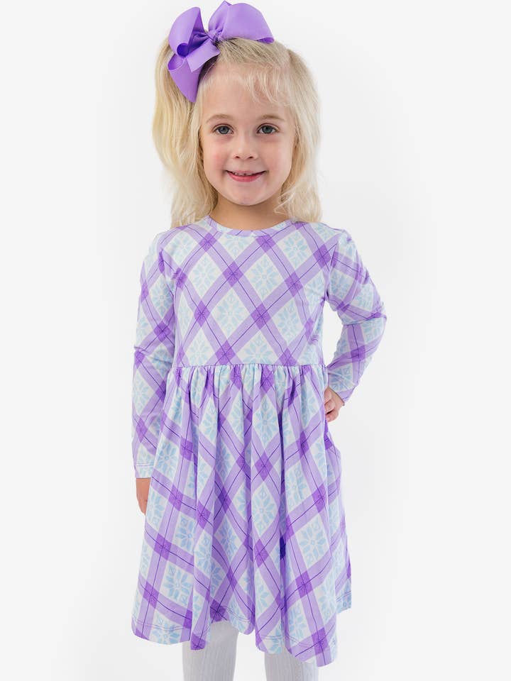Girls Purple Enchanted Argyle Knit Long Sleeve Twirl Dress
for wholesale by RuffleButts + RuggedButts