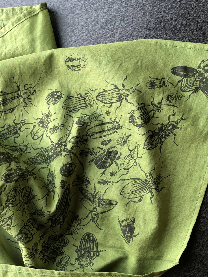 Bandana Beetles - Grass Green pour la vente par Solstice Handmade