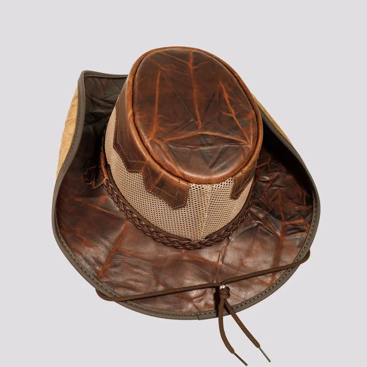 American Hat Makers - Vente Chapeau de cowboy – unisexe - Chapeau de Cowboy en Cuir Outback - Style Stampede2