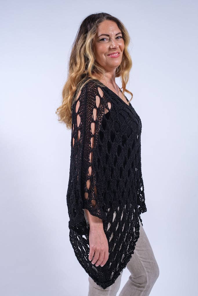 TINA Stephens Italy/Tees By Tina - Wholesale Knit Top - Women's - Oceana Circle Open Knit Topper (BQ904)6