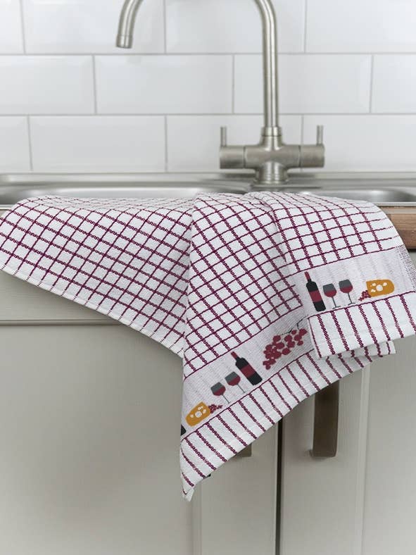 Poli-Dri Jacquard Tea Towel - Wine and Cheese for wholesale by Samuel Lamont and Sons