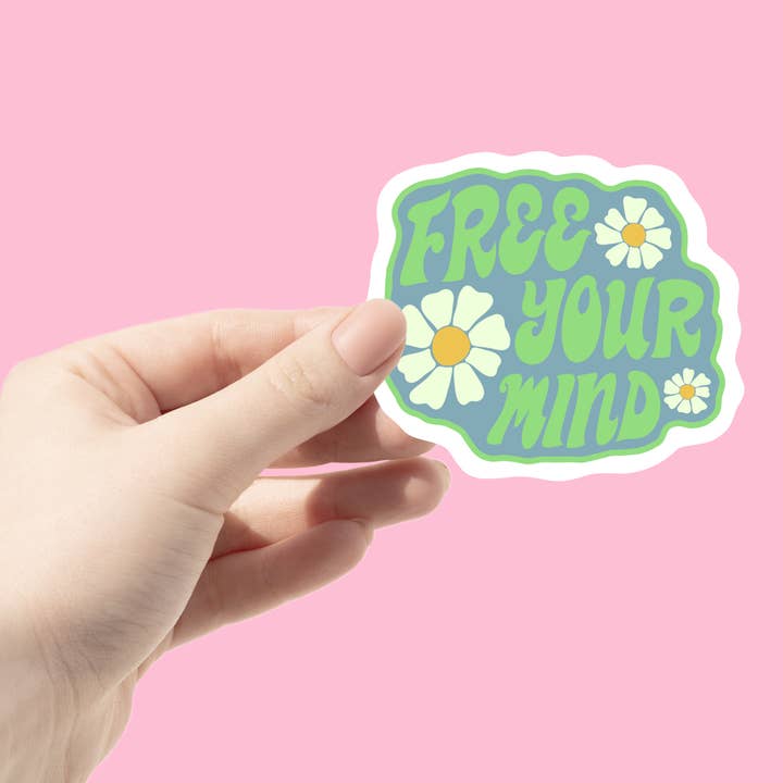 Autocollant de santé mentale Free Your Mind Groovy pour la vente par Chlo Ranae Co