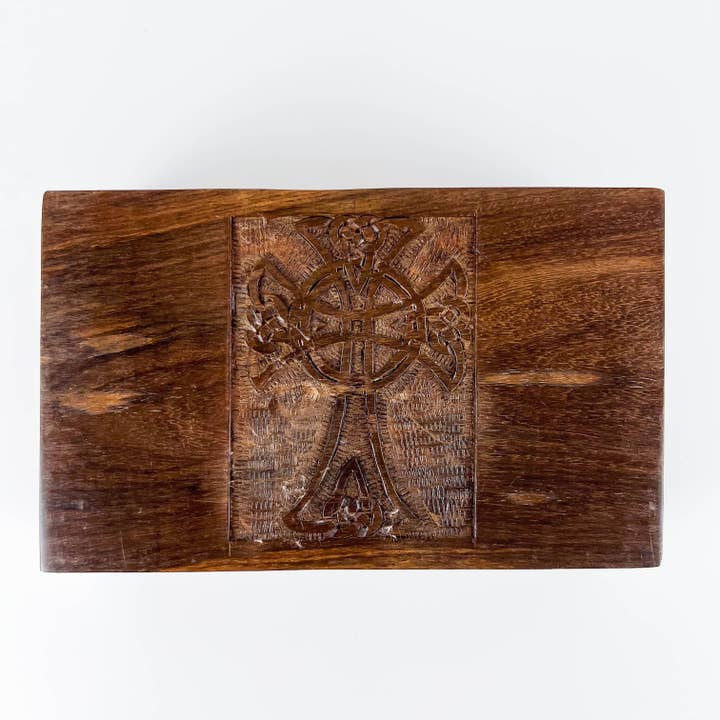 GREENROOTS USA LLC – wholesale Decorative box – Celtic Cross Wooden Box 5X8"11