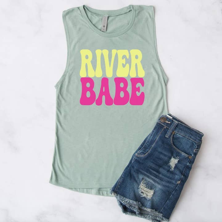 River Babe Muscle Tank for wholesale by MidWest Tees