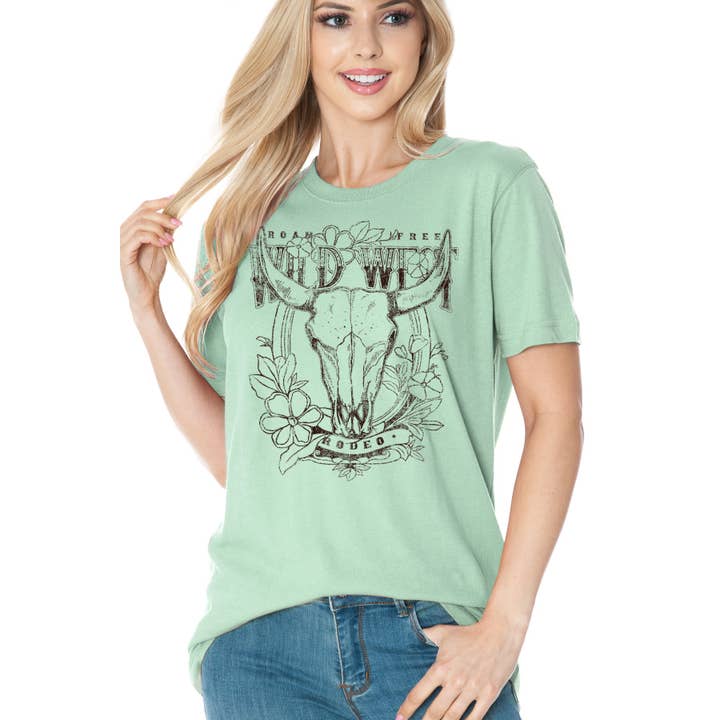 Amused by Blue - Wholesale Screen Printed T-Shirt - Women's - WILD WEST RODEO