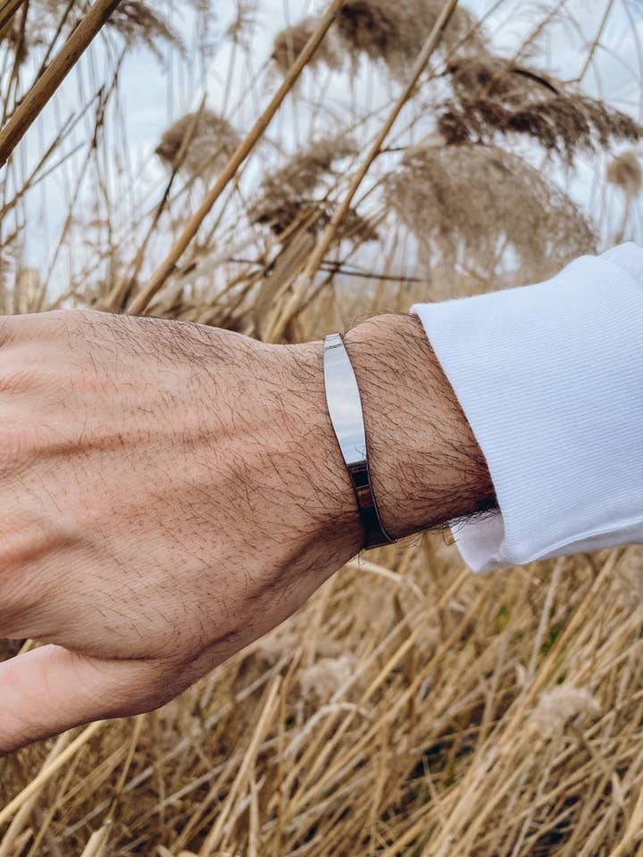 Bracelete de punho masculino prata por atacado de Christina Christi