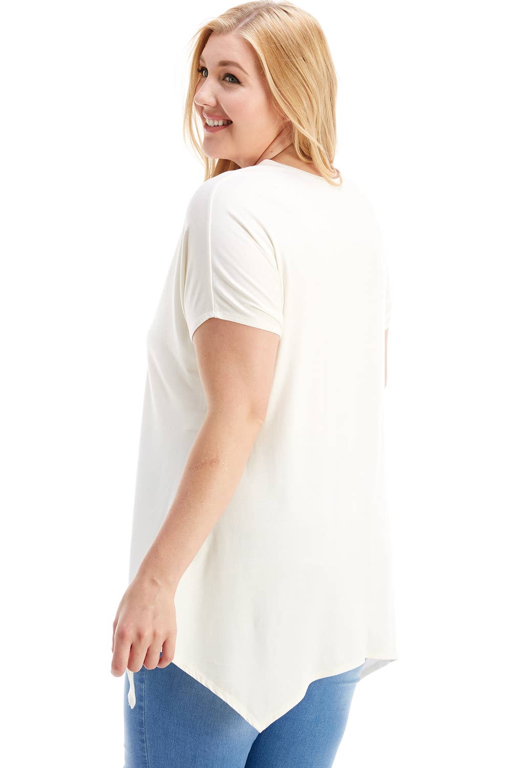 Azules Clothing - Wholesale Tunic - Women's - ATP-2307RSX Plus Size Asymmetric Short Sleeve Tunic40