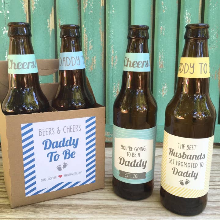 Paprika Paperie - Wholesale Gift Tag Label - Pregnancy Announcement for Husband, Custom Beer Bottle Labels, First Time Dad Gift, Pregnancy Reveal Wine Label, First Father's Day Gift1