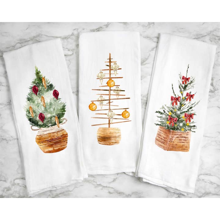 Peach Closet - Wholesale Tea towel - Christmas Tree With Red Ribbons Tea Towel1