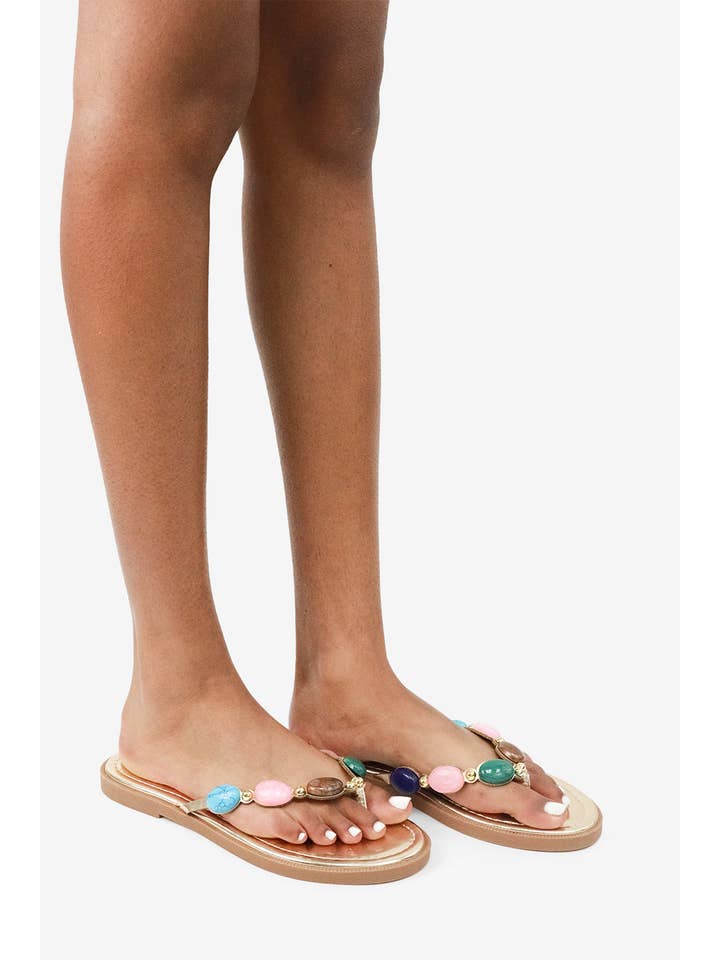 Lemonade Shoes - Vendita all'ingrosso Sandali - Donna - FANTINE - SANDALO INFRADITO CON PERLINE RESORT '263