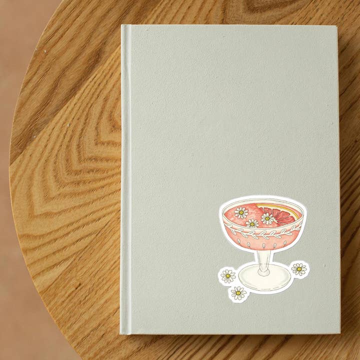 Grapefruit & Daisy Cocktail Sticker for wholesale by Keepsake Studio