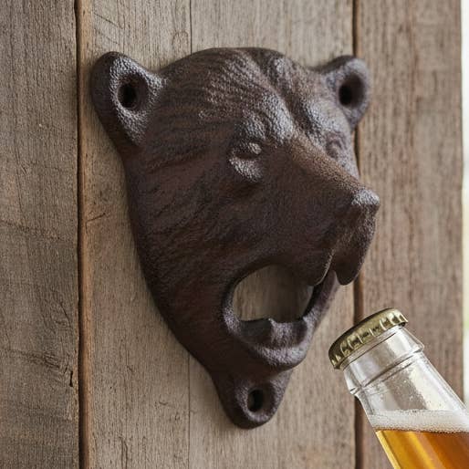 Iron & Blossom - Wholesale Bottle/Wine Opener - Rustic Cast Iron Bear Bottle Opener, Lodge-Style Bar Accessory0