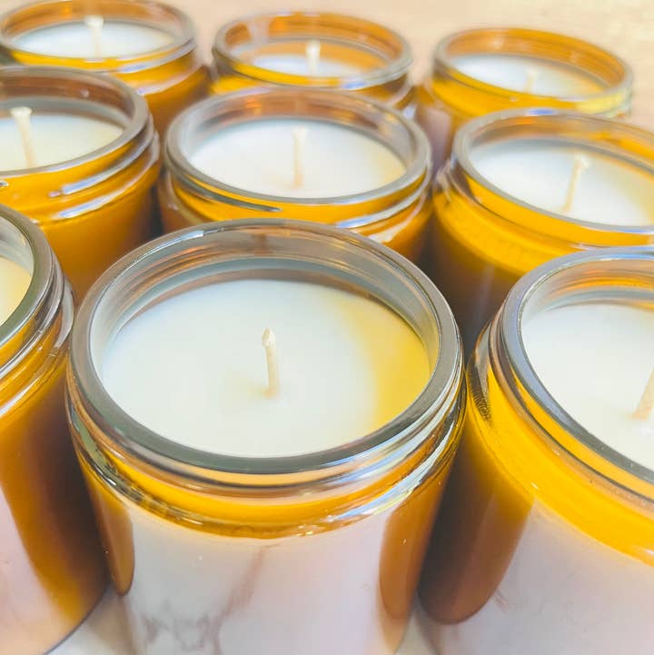 Wanderlust Scents Co. - Wholesale Jar/Filled Candle - Unbranded No Label Summer Scented Soy Candles Amber Jar0