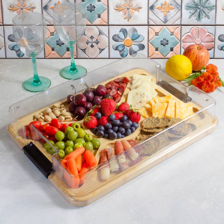 Flip, Serve & Store™ Charcuterie Board with Locking Lid for wholesale by Totally Bamboo
