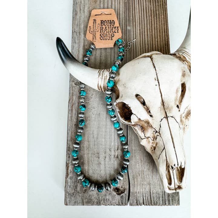 Boho Ranch Shop - Wholesale Beaded/Pearl Necklace - Western Navajo Style Pearl and Bead 18” Necklace
1