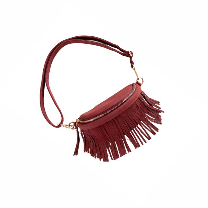 Thomas and Lee Company - Wholesale Belt Bag - Women's - Sabrina Vegan Removable Fringe Style Suede Bum Sling Hip Bag5
