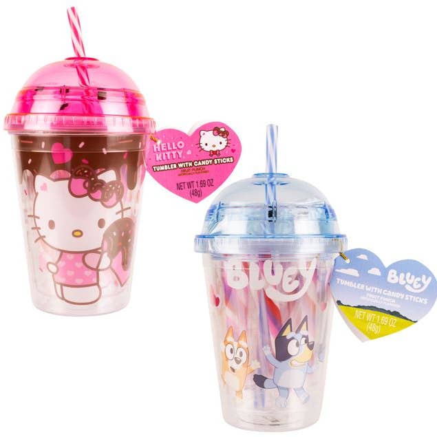 Galerie Candy and Gifts - Wholesale Drinking Glass/Cup - Kids & Baby - ACR Combo License Mini Dome Tumbler Asst-Bluey & Hello Kitty