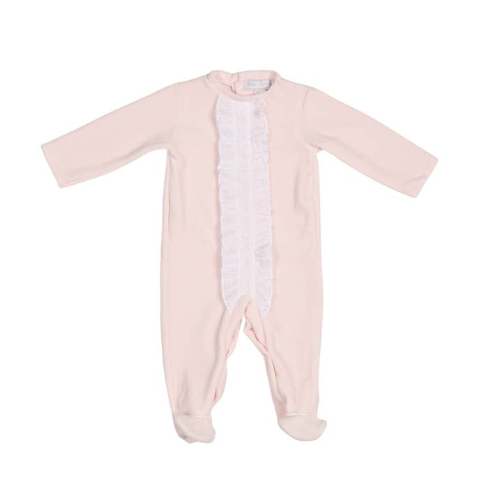 CHELY | Girls Light Pink Velour Babygrow for wholesale by Bebe Sweeny