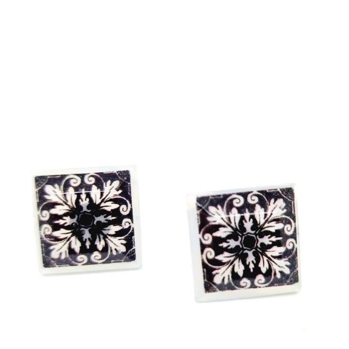 LUSO TILES JEWELRY - Wholesale Gauge/Plug Earrings - Pendientes post cuadrados coloridos28