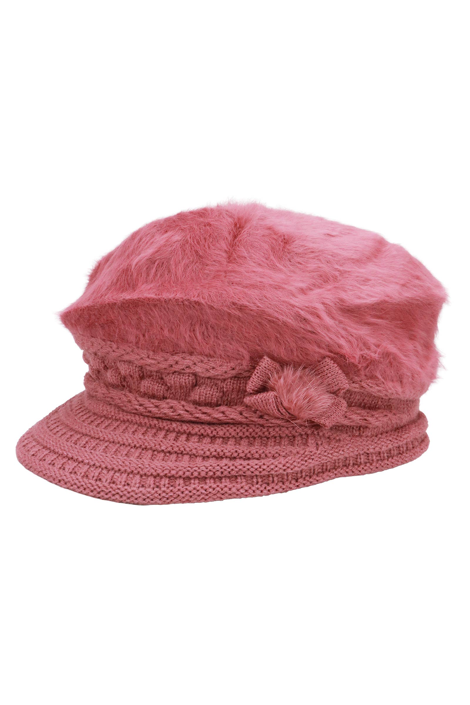 ASSORTED Vegan Angora Fur Flower Knitted Fiddler Cap for wholesale on Faire9