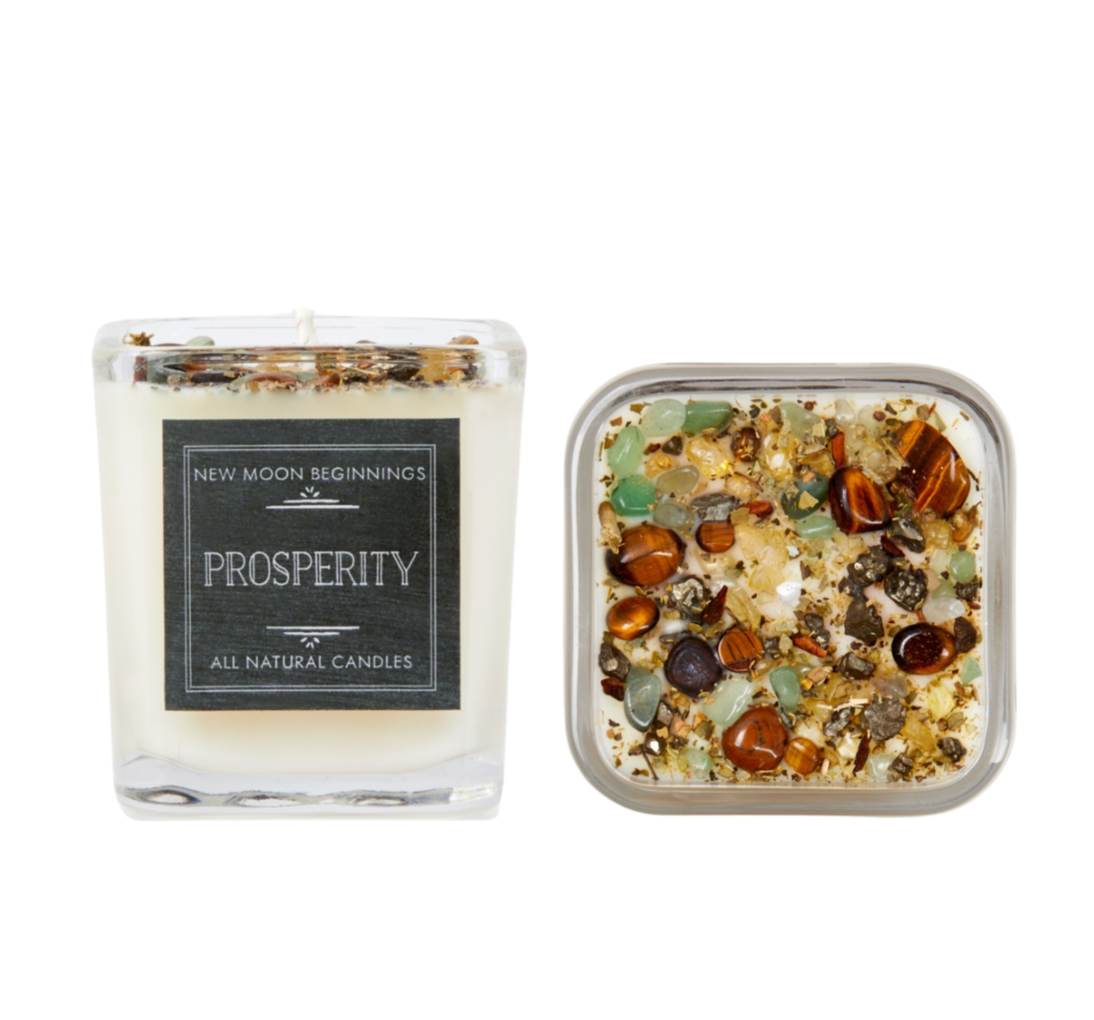 New Moon Beginnings - Wholesale Jar/Filled Candle - Prosperity Candle - Soy Candles - Herb & Crystal Candle6