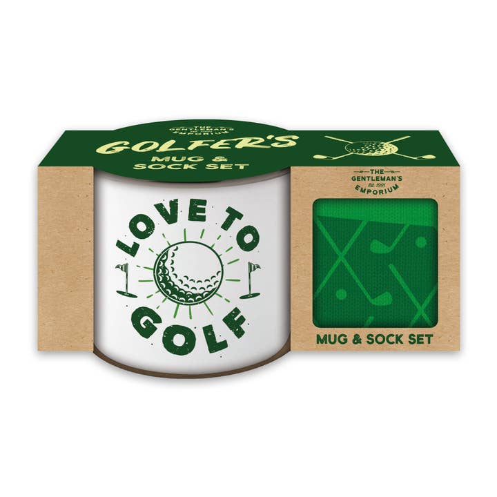Robert Frederick Ltd - Wholesale Coffee Mug - Gentleman’s Emporium Enamel Golf Mug & Sock Set Gift Set