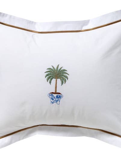 Boudoir Pillow Cover, Tropical Palm Tree (Olive) for wholesale by Jacaranda Living