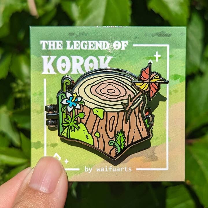 Hinged Korok Enamel Pin with Spinning Pinwheel for wholesale by waifuarts