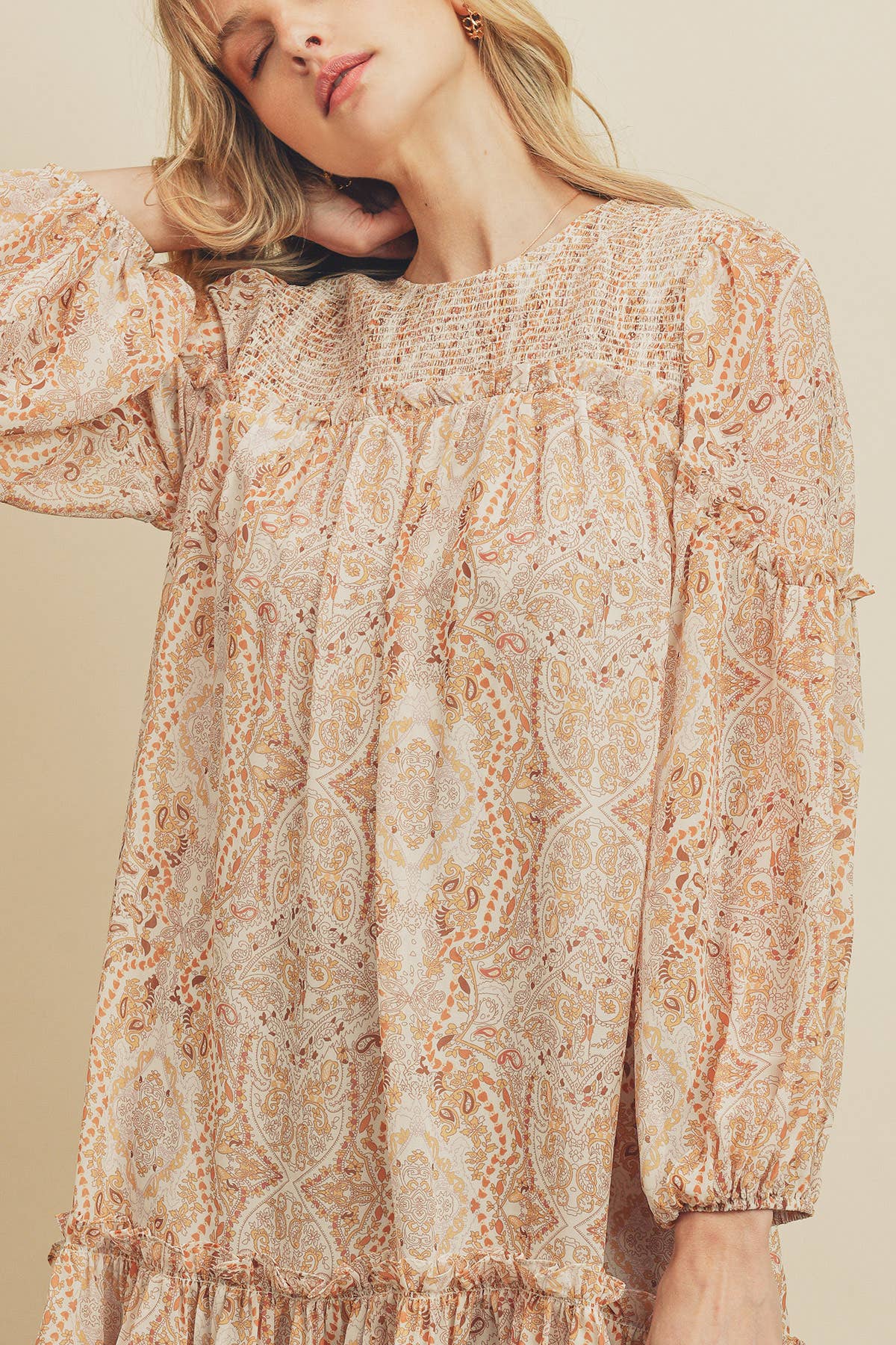 MIMOSA FD8208 Vestido con vuelo fruncido de destino de venta al por mayor en Faire3