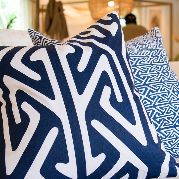 BHD HOME - Wholesale Chair cushion - Arrow Head Screen Navy Lounge Cushion 55 x 55cm1