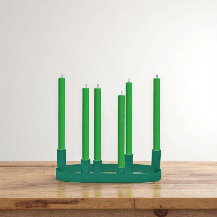 British Colour Standard North America - Wholesale Candle Holder - Oval Metal Candelabra Ring in Beryl Green3