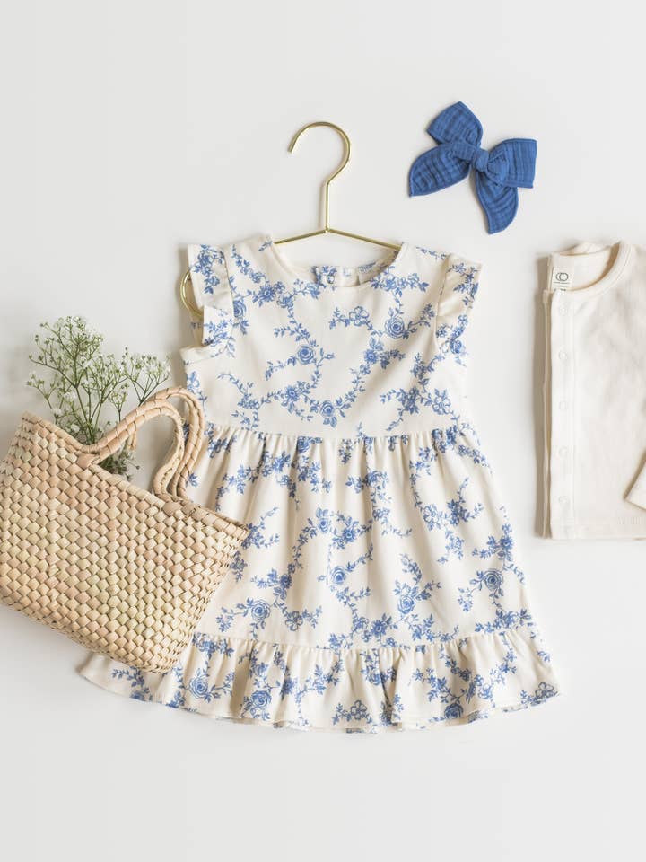 Colored Organics - Wholesale Dress - Baby - Organic Baby & Kids Tilly Tiered Dress - Serena Floral/Rain