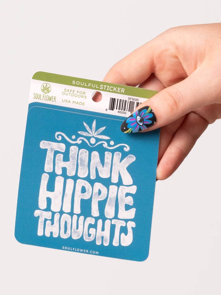 Think Hippie Thoughts Sticker for wholesale by Soul Flower