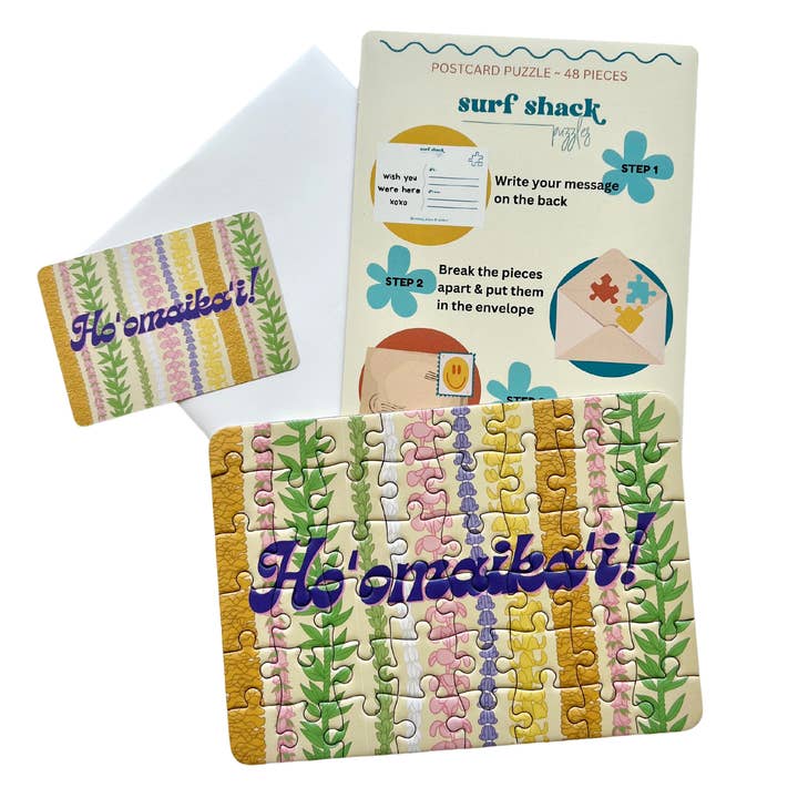 Surf Shack Puzzles - Wholesale Puzzle - Adult - Hoʻomaikaʻi (Congratulations) Postcard Puzzle