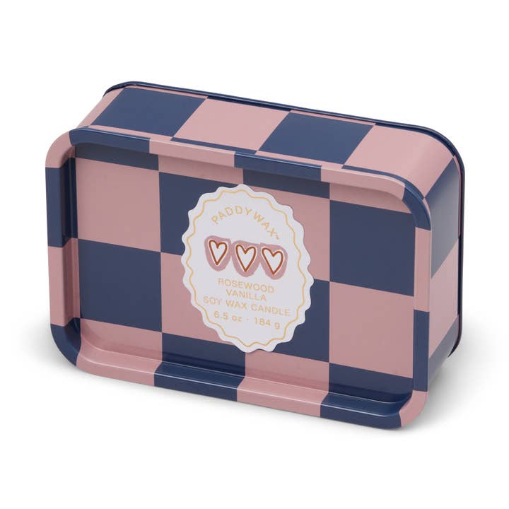 Designworks Collective – wholesale Travel candles – A Dopo 6oz/184g Hearts Printed Tin Candle - Rosewood Vanilla0