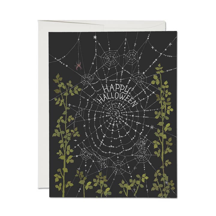 Delicate Spider Web Halloween greeting card for wholesale by Red Cap Cards