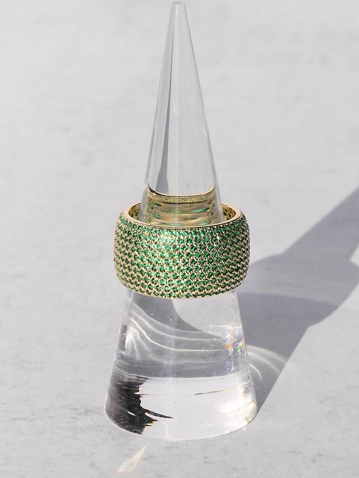 MILJARDÄR RING - SMARAGD CIGARRBAND RING 14K GULD VERMEIL för wholesale av Native Gem