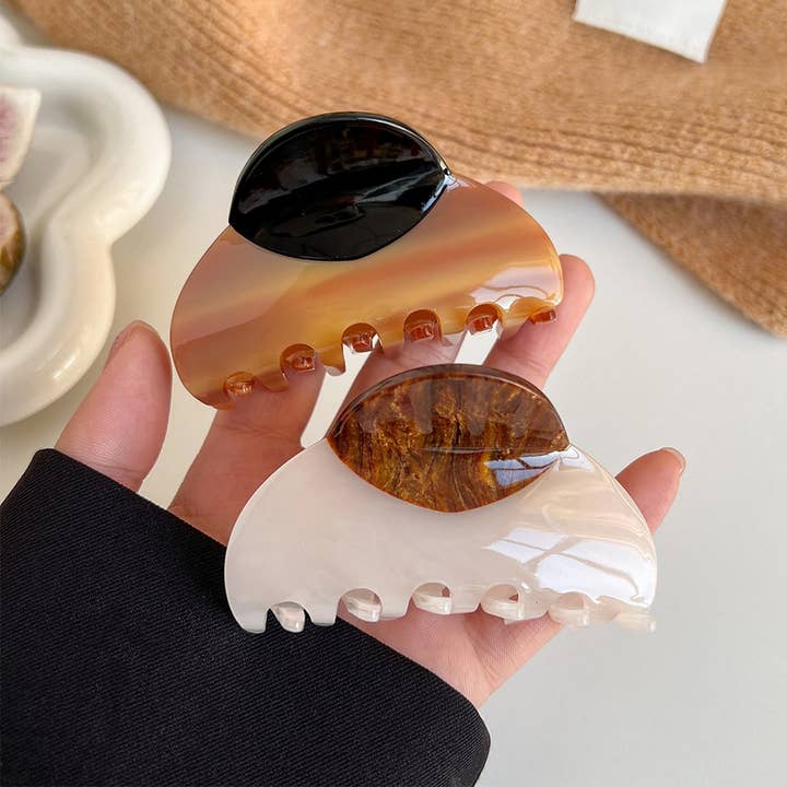 ACCITY - Wholesale Hair Clip - Women's - Large Hair Claw 3 Inch, Wood Print Acetate Clip_CWAHA26303