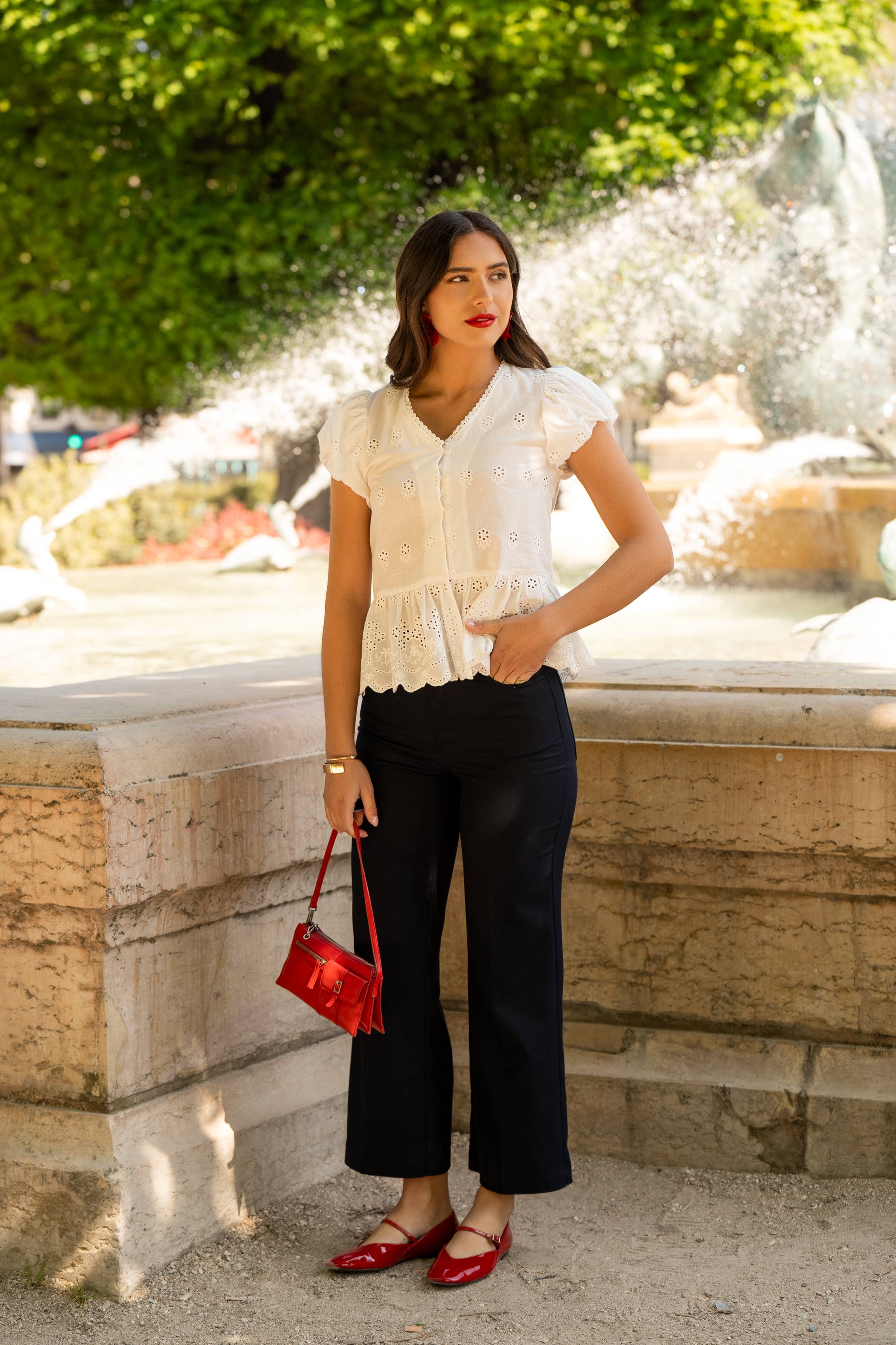 LULUMARY - Wholesale Button Down Shirt - Women's - Embroidered shirt CH3641