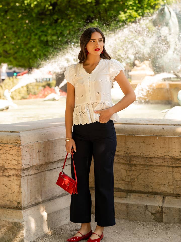 LULUMARY - Wholesale Button Down Shirt - Women's - Embroidered shirt CH3641